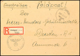 ARABER: 1943, Einschreibe-Dienstbrief Mit Norm-Stempel "c 251 29.8." Nach Dresden Mit Ankunftsstempel, Briefstempel... - Autres & Non Classés