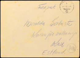 ESTLAND: 1944, Feldpostbrief Eines Est. Freiwilligen Mit Normstempel "b 5.6." Und SS-Durchlaufzensur "AS" Nach... - Autres & Non Classés