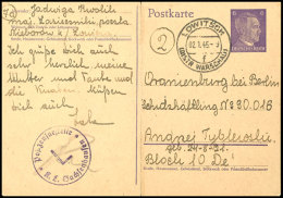 Sachsenhausen: 1945, 6 Pfg. Hitler Ganzsachenkarte Gebraucht Aus LOWITSCH 2.1.45 An Einen Schutzhäftling Des... - Autres & Non Classés