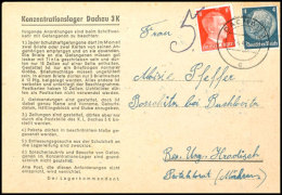 1943 - Vollständiger Vordruck-Brief, Freigemacht Mit 4 Pfg Hindenburg Und 8 Pfg Hitler Freimarken, Aus Dem KZ... - Autres & Non Classés