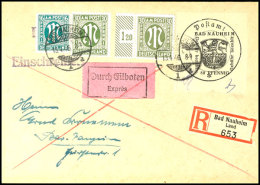 80 Pfg Postverschlusszettel Type I, Mit AM-Post-Marken Beifrankatur Auf Orts-Einschreibe-Eilbotenbrief, Gestempelt... - Bad Nauheim