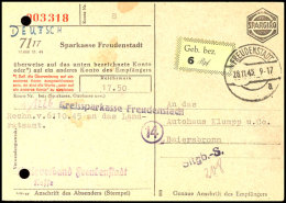 6 Pfg Gebührenzettel, Auf Portogerecht Frankierter Girokarte Von "FREUDENSTADT -a/28.11.45" Nach Baiersbronn,... - Freudenstadt