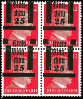 25 Auf 12 Pfg Hitler, Postfrischer Kabinett-Viererblock Mit Stark Nach Oben Verschobenen Aufdruck (Kreis Unten... - Glauchau