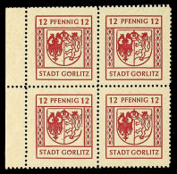12 Pfg Mit Spargummi, Kleine Kreise, Postfrischer Kabinett-Viererblock Mit Linkem Rand, Mi. 96.-, Katalog: 8y(4)... - Goerlitz