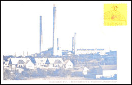 10 Pf. Gebührenzettel Ohne Hämmer, Post Blau Vs. A. Ansichtskarte "Brikettfabrik U. Kraftwerk... - Grossraeschen