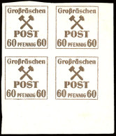 3 Pfg Bis 60 Pfg Auf Z-Papier, Bis Auf 12 Pfg Kompletter Postfrischer Kabinett-Viererblocksatz (3 Pfg Und 4 Pfg... - Grossraeschen