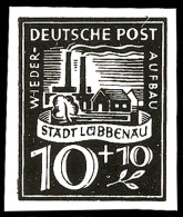 10 Pfg Wiederaufbau-Vorlagedruck In Schwarz, Ungebrauchtes Kabinettstück Ohne Gummi  (*)10 Pfg... - Luebbenau