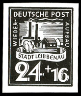 24 Pfg Wiederaufbau-Vorlagedruck In Schwarz Auf Kreidepapier, Ungebrauchtes Kabinettstück Ohne Gummi ... - Luebbenau