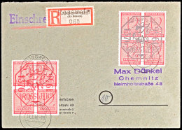 4x12 Pf., Beide 4er-Blocks A. R.-Brief Nach Chemnitz, Not-R.-Zettel, Tadellos, Rs. Ank.-Stpl., Katalog: 1/2... - Autres & Non Classés