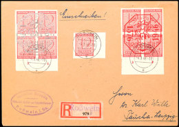570 Jahrfeier Roßwein, Beide 4er-Blocks R.-Brief Mit 12 Pf. Zusatzfrankatur (Mi. 119X) Nach Taucha, Tadellos,... - Autres & Non Classés