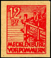 12 Pfg Auf Mittelfeinem Papier, In Der Besseren Farbe Dunkelrosa, Als Druck Auf Der Gummiseite, Ungezähnt,... - Autres & Non Classés