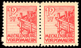 12 Pf. Rot, Waager. Paar, Rs. Mit Abklatsch, Postfrisch, Gepr. Kramp BPP, Katalog: 36zz **12 Pf. Red,... - Autres & Non Classés