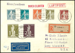 75 Jahre UPU, Als Express-, R-, Lp-, Satzbrief Von Lübeck 3.5..50 Nach New York/USA, Gewicht 42 Gr., 22 Pf.... - Autres & Non Classés