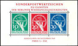 Blockausgabe ,Berliner Währungsgeschädigte", Tadellos Postfrisch, Fotoattest H.-G. Schlegel BPP (1977):... - Autres & Non Classés