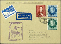 20 Pf. Lortzing, 10 Pf. Und 20 Pf. Glocke I Zusammen Auf Helikopter Postflug, SST Wuppertal-Elberfeld 10.6.51 Nach... - Autres & Non Classés