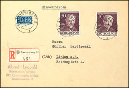 30 Pf. Max Planck, Portogerechte MeF Auf R-Brief Von Ravensburg Nach Lindau, Rücks. Mit Ankstpl. SST Lindau... - Autres & Non Classés