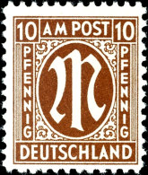 10 Pfg Am-Post Deutscher Druck, Gezähnt 11 1/2, Auf Dickem Papier, Rechtes Unteres Eckzähnchen... - Autres & Non Classés