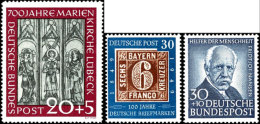 100 Jahre Briefmarken (tiefst Gepr. Schlegel BPP), Marienkirche (tiefst Gpr. Schlegel BPP) Und Helfer 1953 (30 Pf.... - Other & Unclassified