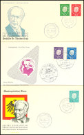 7 Pfg Bis 70 Pfg Heuss III Auf Drei Blanko-FDC-Umschlägen Mit Ersttagsstempel,  Tadellos, Mi. 255.-, Katalog:... - Autres & Non Classés