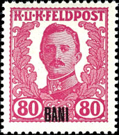 RUMÄNIEN: 1918, 80 Bani Auf 80 Heller Rosa, "Kaiser Karl", Unverausgabte Marke, Tadellos Postfrisch, Mit... - Autres & Non Classés