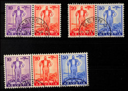 Marken Aus Pro Patria-Block 1936, 3 Zusammendrucke Kpl. Gestempelt, Katalog: A294/96 OStamps From Pro... - Autres & Non Classés