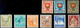 1935, 6 Tadellos Postfrische Werte (3, 5, 15, 25, 30 C. Und 1-2 Fr.) Mit Kreuzdurchlochung ,16-18 Sign., Mi.... - Service