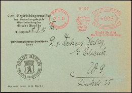 1936, Berlin, Behördenbrief Mit Rotem Freistempel Mit Reklametext In Sütterlinschrift "Berlin Stadt Der... - Autres & Non Classés