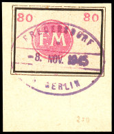 5 Etiketten Je Tadellos Auf Briefstück, 30 Pfg Gepr. Zierer, Stempel Wohl Nicht Zeitgerecht, Mi. 820.-,... - Fredersdorf-Vogelsdorf