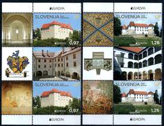 Slovenia 2017: Europa - Castles; A Pair With Vingette ** MNH - 2017