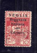 VEGLIA 1920 REGGENZA ITALIANA DEL CARNARO CENT. 10 C USATO USED OBLITERE´ - Arbe & Veglia