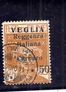 VEGLIA 1920 REGGENZA ITALIANA DEL CARNARO CENT. 50 SU 20 C USATO USED OBLITERE' - Arbe & Veglia