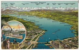 Carte Geographique Wadenswil Et Rapperswil Navigation Lac Zurich Bateau Helvetia - Wädenswil