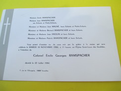 Faire-part De Décés/Colonel Emile Georges RAMSPACHER/Eglise Saint-Louis Des Invalides / Paris/Versailles/ 1984    FPD110 - Décès