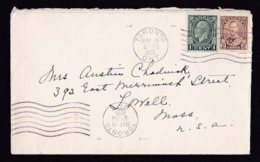 Canada: Cover To USA, 1935, 2 Stamps, Mix Of 2 Different Series King (roughly Opened) - Cartas & Documentos