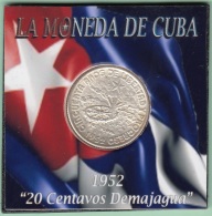 1952-MN-122 CUBA REPUBLICA. KM 24. SILVER. 20c. 1952. 50 ANIV REPUBLICA. INGENIO LA DEMAJAGUA. XF BRILLO ORIGINAL. - Cuba