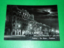 Cartolina Cagliari - Via Roma ( Notturno ) 1950 Ca - Cagliari