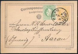 1875 Díjkiegészített Díjjegyes LevelezÅ‘lap Svájcba / PS-card With Additional... - Other & Unclassified