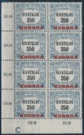 ** 1923 Hivatalos 350K ívsarki Nyolcastömb Piros Felülnyomással - Other & Unclassified