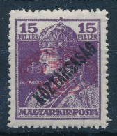 ** Debrecen II. 1919 Károly/Köztársaság 15f Piros Felülnyomással, Garancia... - Sonstige & Ohne Zuordnung