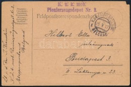 1917 Tábori Posta LevelezÅ‘lap / Field Postcard 'K.u.k. Mob. Pionierzeugsdepot Nr.2.' + 'EP BELGRAD B' - Sonstige & Ohne Zuordnung