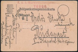 1915 Tábori Posta LevelezÅ‘lap / Field PS-card Piros / Red 'K.u.K. Marinestationskommando / TEODO'... - Altri & Non Classificati