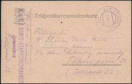 1914 Tábori Posta LevelezÅ‘lap / Field Postcard 'K.u.K. 1. ARMEE-ETAPPENKOMMANDO Jntendanz' + 'FP 12' - Other & Unclassified