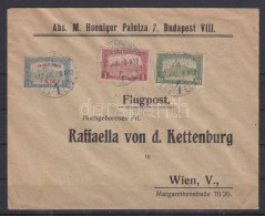 1918.jul. 8. Légi Levél Bécsbe 1K50f RepülÅ‘ Posta Bélyeggel és 1.80K... - Other & Unclassified