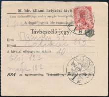 ~1917 TávbeszélÅ‘ Jegy, A BélyegzÅ‘ben Téves 1927-es Dátum - Other & Unclassified
