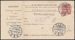 1914 TávbeszélÅ‘jegy Szelvénnyel Turul 1K Bérmentesítéssel 'PÉCS'... - Other & Unclassified