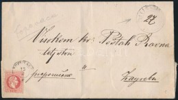 1871 5kr + A Hátoldalon 2 Db Eltépett 5kr Ajánlott Levélen 'POPOVACA' (Gudlin 800 P) - Other & Unclassified