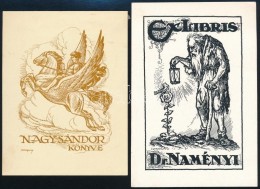 Haranghy JenÅ‘ (1894-1951): 2 Db Ex Libris. Linó, Klisé, Papír, Jelzett A Nyomaton, A... - Other & Unclassified