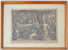 Cca 1595 Medvevadászat, Rézmetszet, Papír, Johannes Stradanus (Jan Van Der Straet/Giovanni... - Stiche & Gravuren