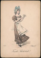 Cca 1860 Csokoládé-árus Lány Litográfia / Chocholate Seller Girl, Lithography... - Prints & Engravings