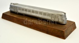 Fém Vasút Modell, Fa Talapzaton, H:24 Cm / Metal, Model Railway - Sonstige & Ohne Zuordnung